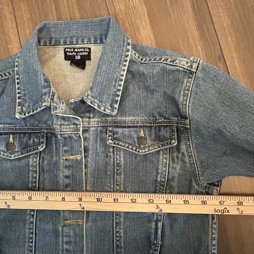 Polo Jeans Co Ralph Lauren Denim Jacket - Kids XL Fits Women's XS Y2K Trucker - Picture 7 of 13